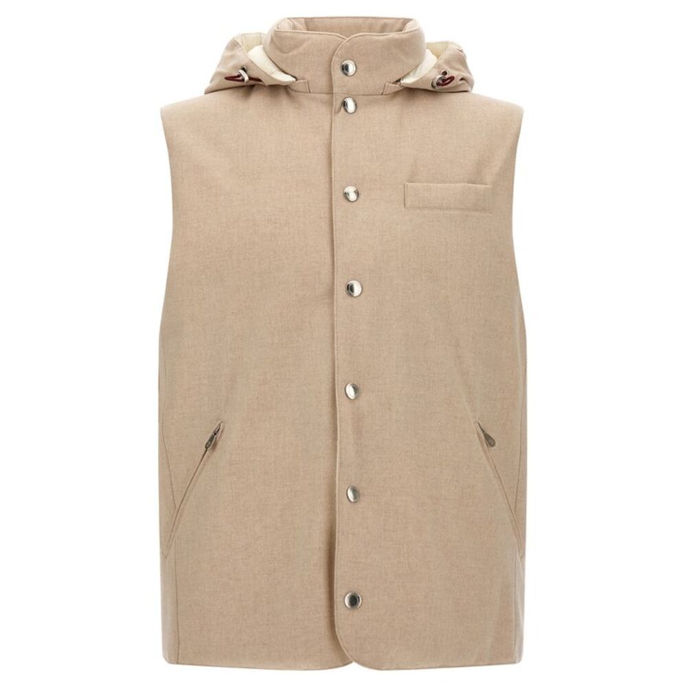 Brunello Cucinelli Beige Wool Sleeveless Men's Jacket